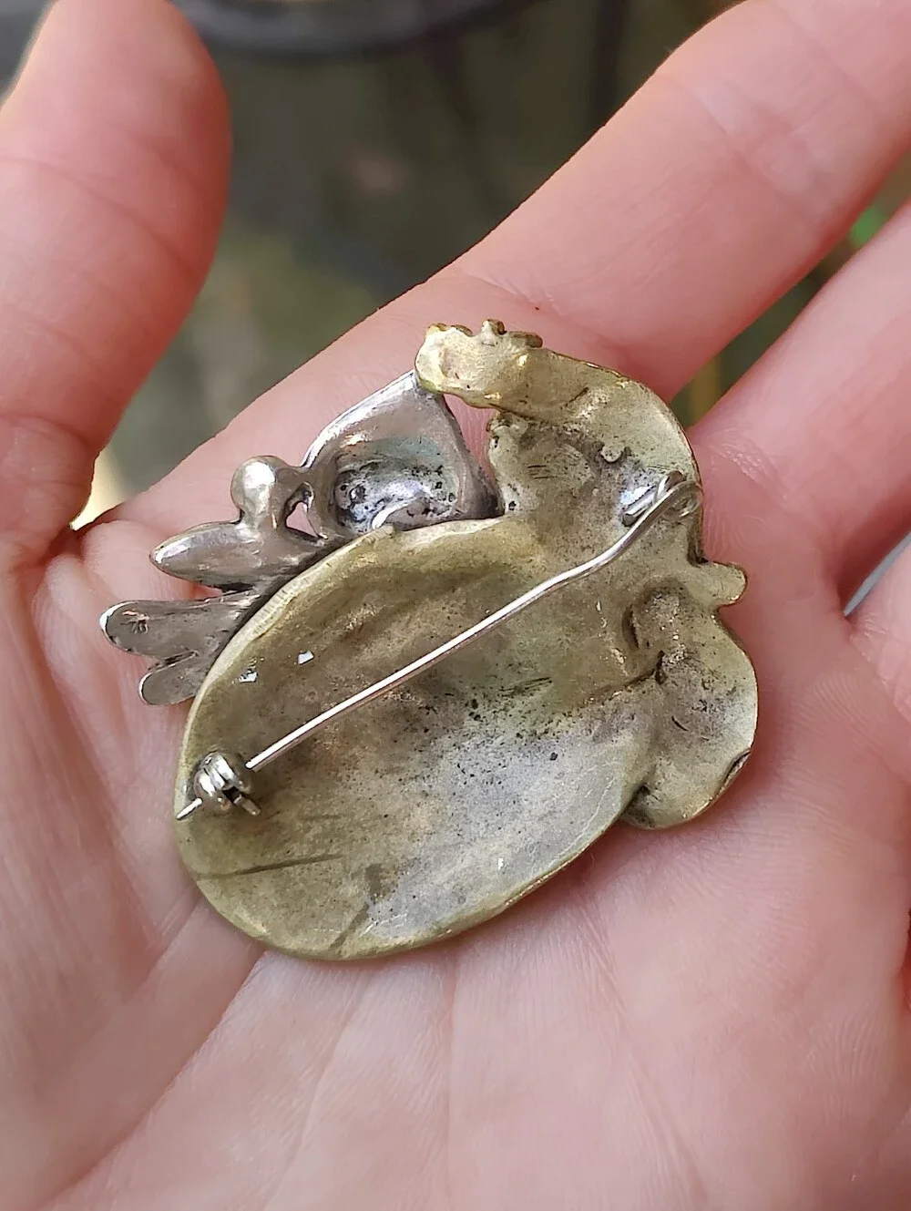 Vintage Sterling Artisan Gemstone Brooch